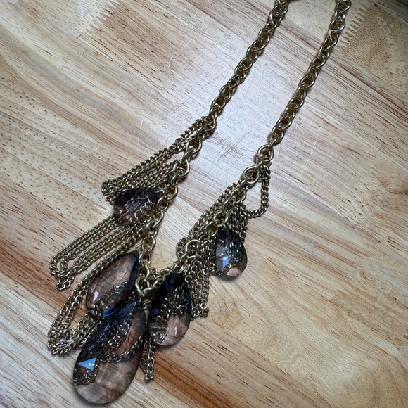 Banana Republic Gold and Crystal Look Statement Necklace - Picture 8 of 10